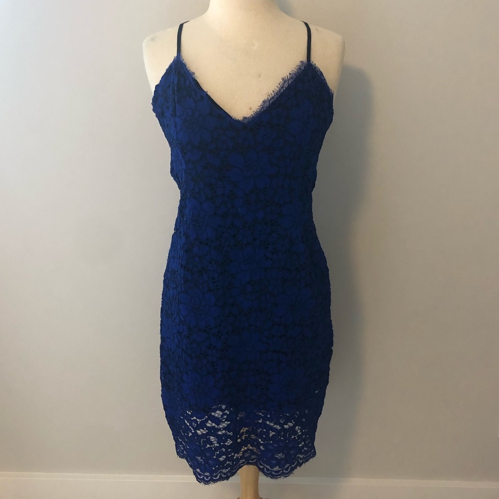 NBD Blue Lace Sleeveless Dress Size Large
